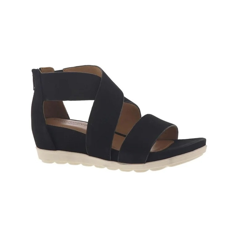 Comfortiva®  Women’s Pacifica Black Strappy Memory Foam Sandals